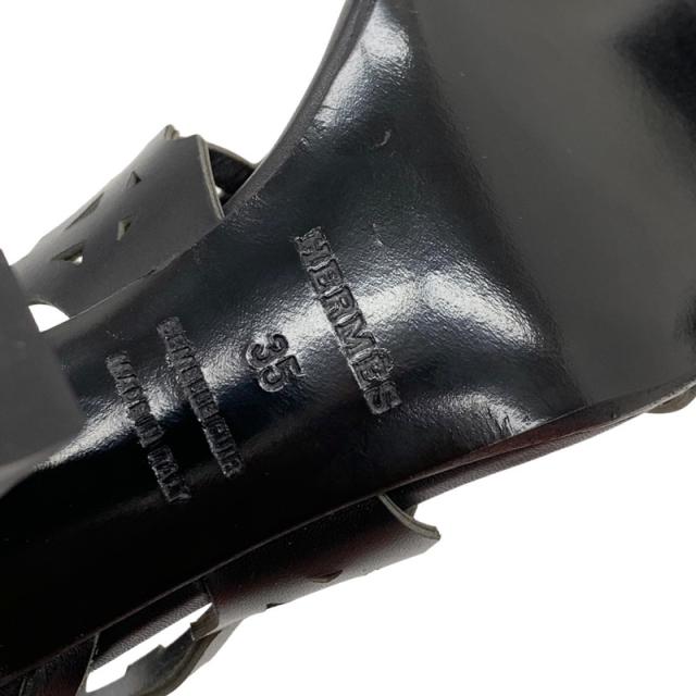 エルメス HERMES サンダル 靴 シューズ レザー ブラック 黒 未使用 ガダルキヴィール柄_6