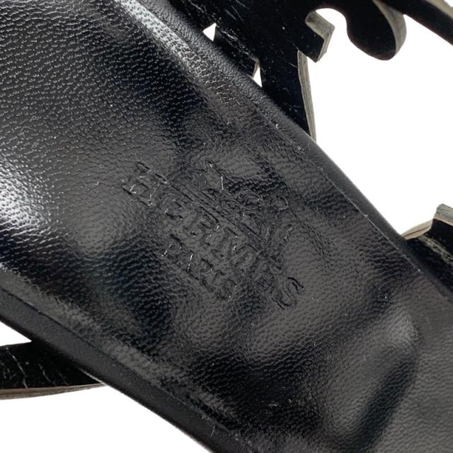 エルメス HERMES サンダル 靴 シューズ レザー ブラック 黒 未使用 ガダルキヴィール柄_7