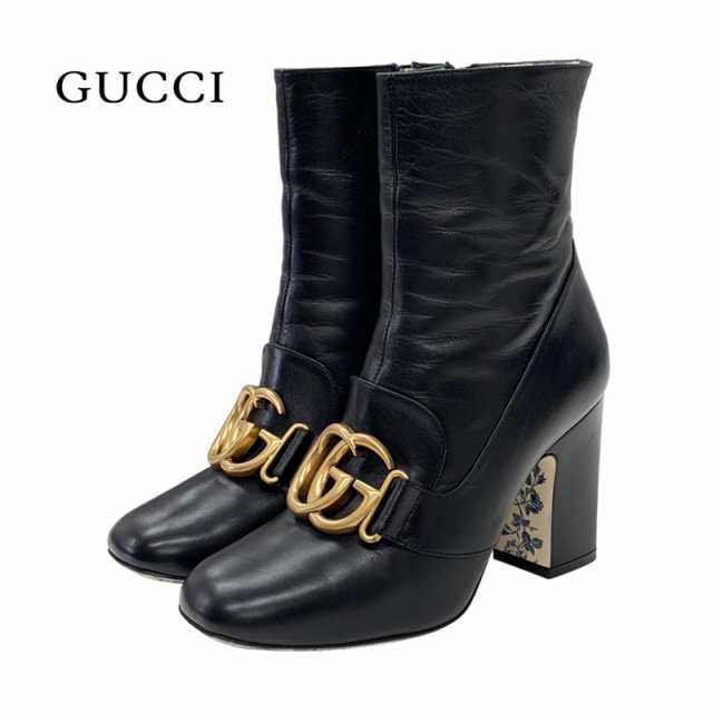 グッチ GUCCI ダブルG ブーツ ショートブーツ 靴 シューズ GGマーモント レザー ブラック 黒