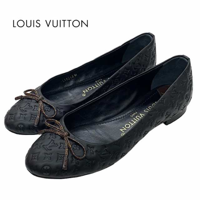 ルイヴィトン LOUIS VUITTON ニーナライン モノグラム フラットシューズ バレエシューズ リボン レザー ブラック 黒