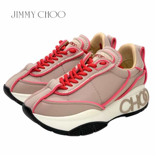 ジミーチュウ JIMMY CHOO RAINE スニーカー 靴 シューズ ナイロン ピンクベージュ レッド 未使用 ロゴ - その他スニーカー