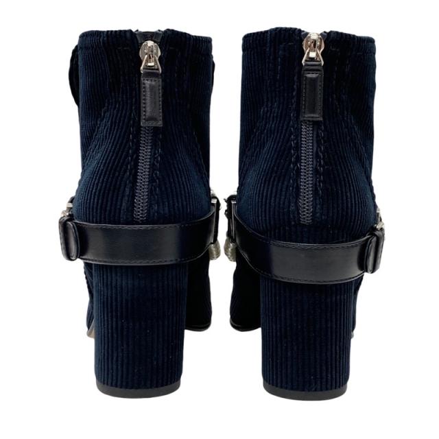 シャネル ファブリック パール チェーン ショートブーツ ネイビー シャネル ファブリック パール チェーン ショートブーツ ネイビー