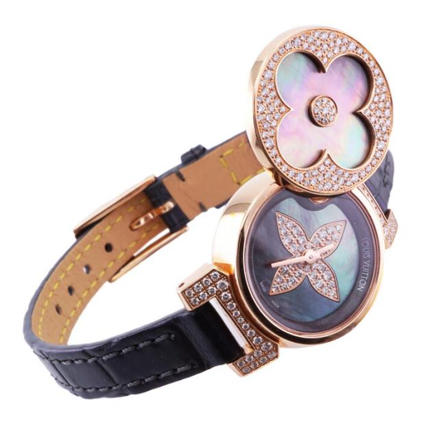 ルイヴィトン LOUIS VUITTON タンブール 時計 腕時計 ピンクゴールド ダイヤモンド レザーの通販は 339,075円