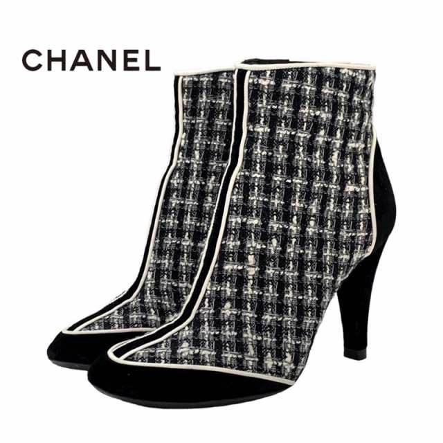 シャネル CHANEL ブーツ ショートブーツ 靴 シューズ ココマーク ツイード ベロア ブラックの通販はau PAY マーケット - Tieel  - 靴・シューズ