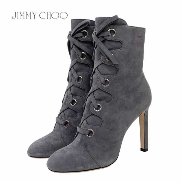 未使用 ジミーチュウ JIMMY CHOO ブーツ ショートブーツ 靴 シューズ レースアップ スエード グレー