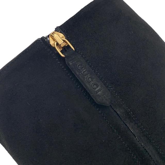 グッチ GUCCI ダブルG ブーツ ロングブーツ 靴 シューズ スエード ブラック 黒 ゴールド GGマーモント フリンジ_7