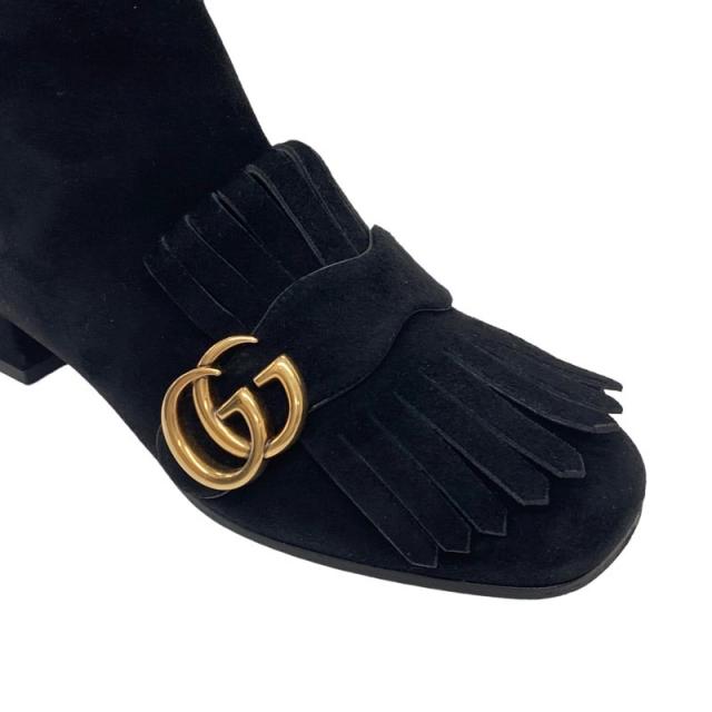 グッチ GUCCI ダブルG ブーツ ロングブーツ 靴 シューズ スエード ブラック 黒 ゴールド GGマーモント フリンジ_8