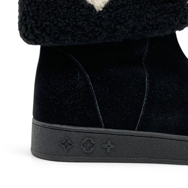 ルイヴィトン LOUIS VUITTON スノードロップライン モノグラム 遊撃手ブーツ ムートンブーツ 折りかえし スエードクロス 黒いこと