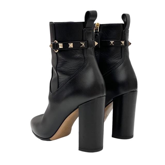 未使用級♡ヴァレンティノ ショートブーツ レザー シボ スタッズ 35 黒 春 未使用級♡ヴァレンティノ ショートブーツ レザー シボ スタッズ 35 黒