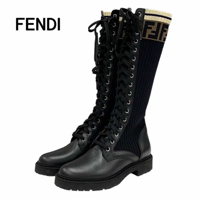 フェンディ FENDI ブーツ ロングブーツ 靴 シューズ レザー ニット ...