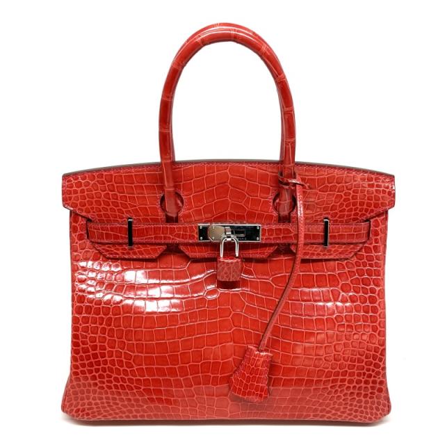 エルメス HERMES バーキン30 バーキン 30 バッグ トートバッグ ポロサス クロコダイル ブーゲンビリア レッド 赤 シルバー金具の通販は