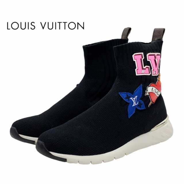 ルイヴィトン LOUIS VUITTON ブラックハートライン スニーカー 靴 シューズ ブラック ソックススニーカー ワッペン ニット