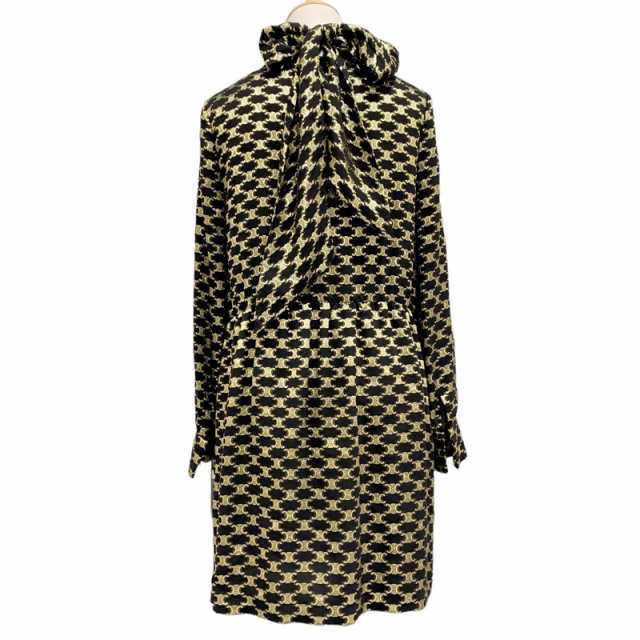未使用 セリーヌ CELINE ワンピース ボウタイ 総柄 トリオンフ