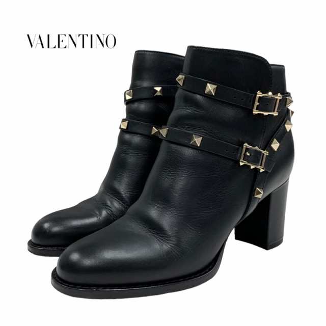 ヴァレンティノ VALENTINO ブーツ ショートブーツ 靴 シューズ ロックスタッズ レザー ブラック 黒 ゴールド