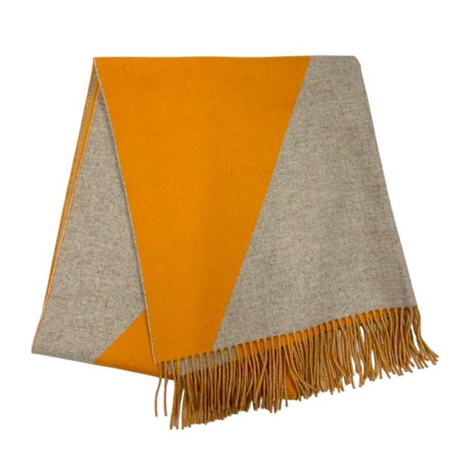 HERMES　エルメス　カシミア　ショール　茶系 HERMESエルメスカシミアショール茶系