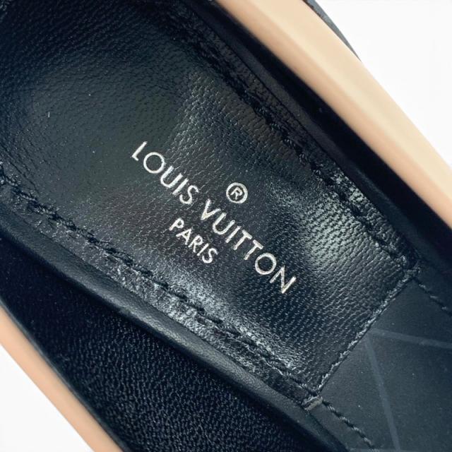 ルイヴィトン LOUIS VUITTON モノグラム パンプス レザー ピンクベージュ ブラック 未使用 クロスストラップ バイカラー_6