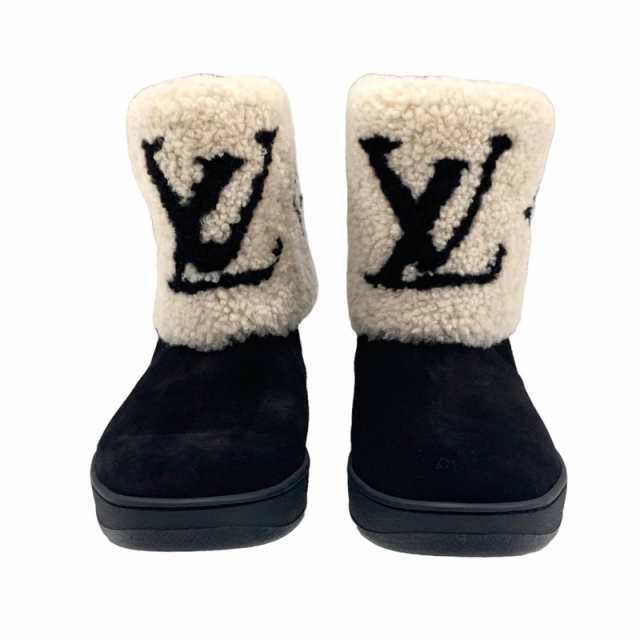 未使用 ルイヴィトン LOUIS VUITTON スノードロップ ブーツ ショートブーツ ムートンブーツ モノグラム 折り返し スエード ブラックの通販は alexiscoates.com