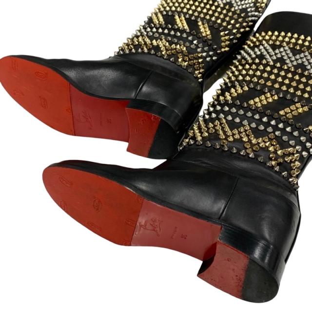 クリスチャンルブタン Christian Louboutin ROM CHIC FLAT ブーツ ロングブーツ 靴 シューズ スパイク スタッズ レザー ブラック 黒_5