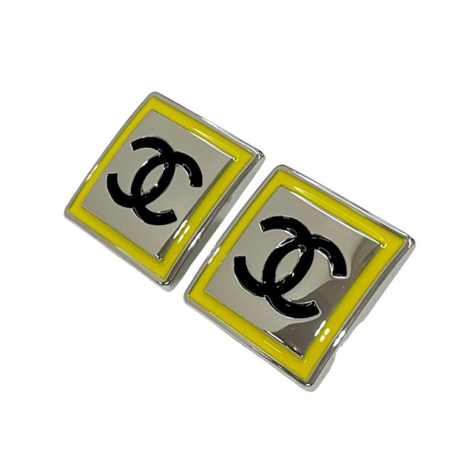 シャネル ピアス ココマーク スクエア イエロー シルバー シャネル CHANEL ピアス シルバー イエロー ココマーク スクエア
