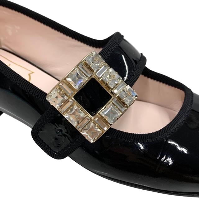 ロジェヴィヴィエ Roger Vivier トレ ヴィヴィエ フラットシューズ 靴 シューズ パテント ブラック 黒 フラットパンプス バレリーナ ストラスバックル ビジュー ストラップ ロジェヴィヴィエ Roger Vivier トレ ヴィヴィエ フラットシューズ 靴