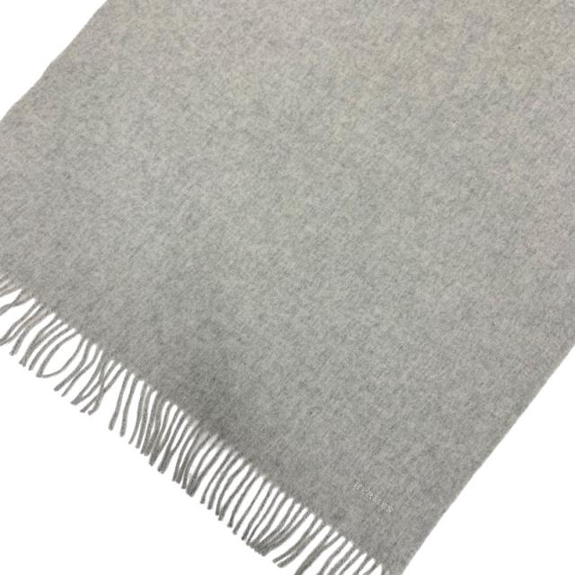 エルメス HERMES マフラー ストール カシミヤ ロゴ グレーの通販は