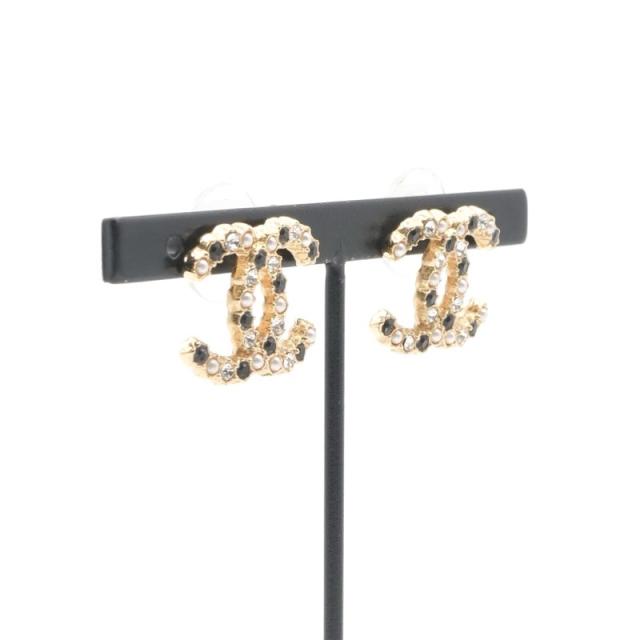 シャネル CHANEL ピアス ココマーク ラインストーン パール ゴールド_6