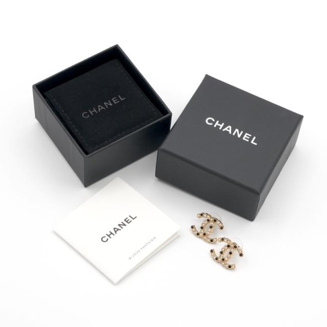 シャネル CHANEL ピアス ココマーク ラインストーン パール ゴールド_8