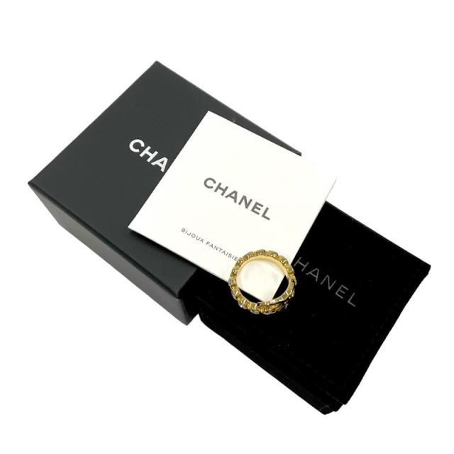 CHANEL シャネル リング 指輪 ラインストーン ココマーク 黒 ゴールド シャネル CHANEL リング 指輪 ココマーク ラインストーン ゴールド