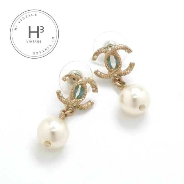 シャネル CHANEL ピアス ココマーク ラインストーン パール ゴールド 