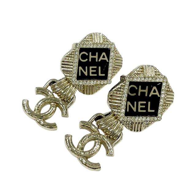 シャネル CHANEL ココマーク ピアス ラインストーン ゴールド