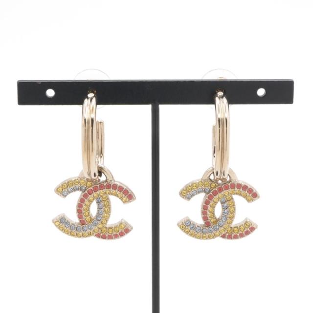 シャネル CHANEL ピアス ココマーク フープ ラインストーン ゴールド_6