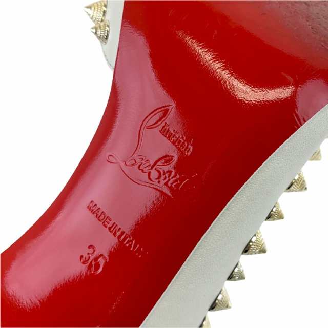 クリスチャン ルブタン Christian Louboutin パンプス ウェディングシューズ レザー スパイク スタッズ ホワイト