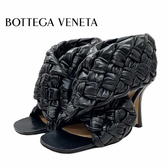 ボッテガヴェネタ BOTTEGAVENETA イントレチャート サンダル 靴 シューズ レザー ブラック クロス ストラップ 編み込み