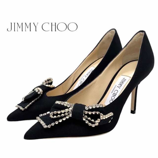 ジミーチュウ JIMMY CHOO パンプス パーティーシューズ 靴 シューズ リボン ビジュー ファブリック ブラック 黒