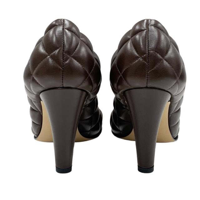未使用 ボッテガヴェネタ BOTTEGAVENETA パンプス 靴 シューズ キルティング レザー ブラウン_4