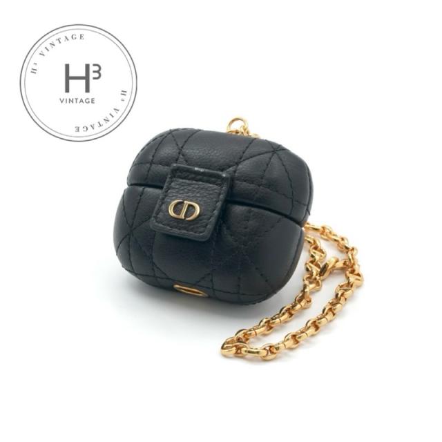 クリスチャンディオール CHRISTIAN DIOR カナージュ ブラック ゴールド CD チェーン airpodsケース
