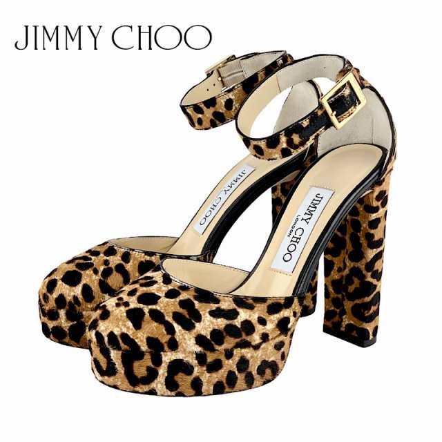 ジミーチュウ JIMMY CHOO パンプス 靴 シューズ ハラコ ブラウン レオパード アンクルストラップ