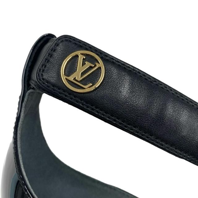 ルイヴィトン LOUIS VUITTON ステラーライン サンダル 靴 シューズ レザー パテント ブラック 黒 ゴールド ロゴ ストラップ_9