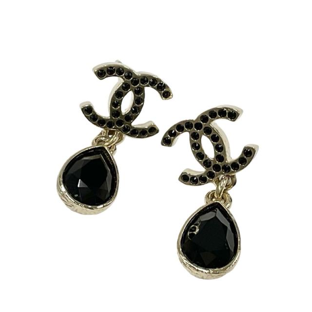 シャネル CHANEL ピアス イヤリング ゴールド ブラック ココ