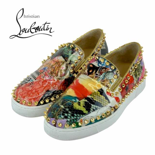 クリスチャンルブタン Christian Louboutin ピックボート スニーカー 靴 シューズ パテント マルチカラー ゴールド スリッポン スパイク