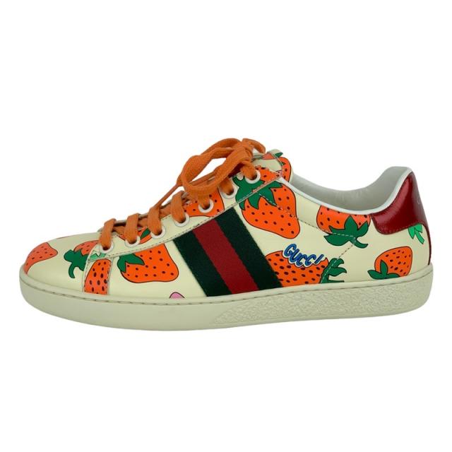 グッチ GUCCI エース スニーカー 靴 シューズ レザー マルチカラー 未使用 イチゴ ロゴ_2