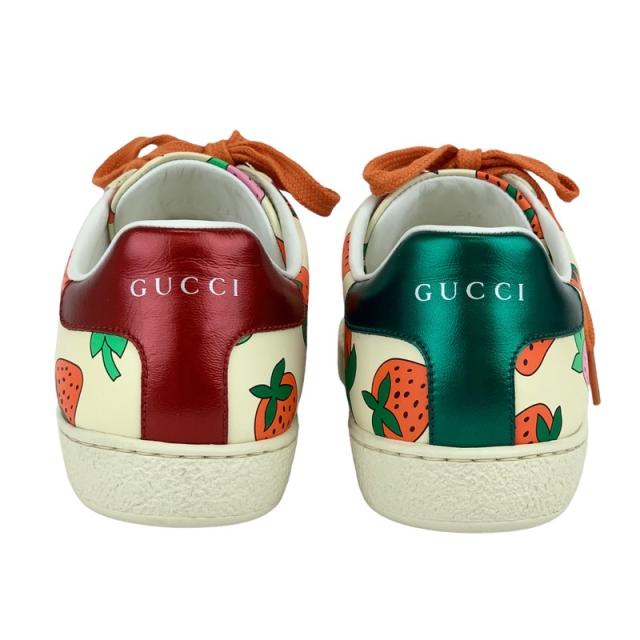 グッチ GUCCI エース スニーカー 靴 シューズ レザー マルチカラー 未使用 イチゴ ロゴ_4