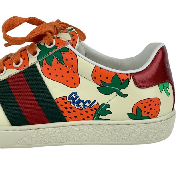 グッチ GUCCI エース スニーカー 靴 シューズ レザー マルチカラー 未使用 イチゴ ロゴ_6
