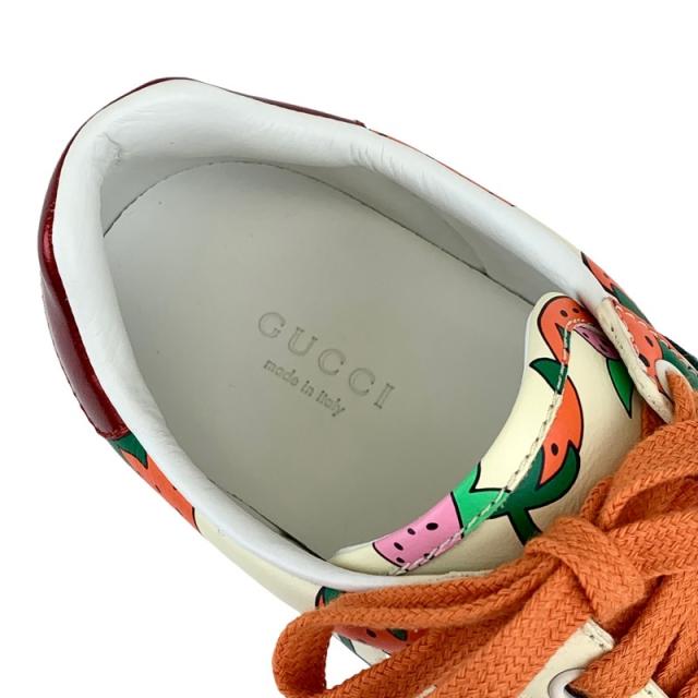 グッチ GUCCI エース スニーカー 靴 シューズ レザー マルチカラー 未使用 イチゴ ロゴ_7