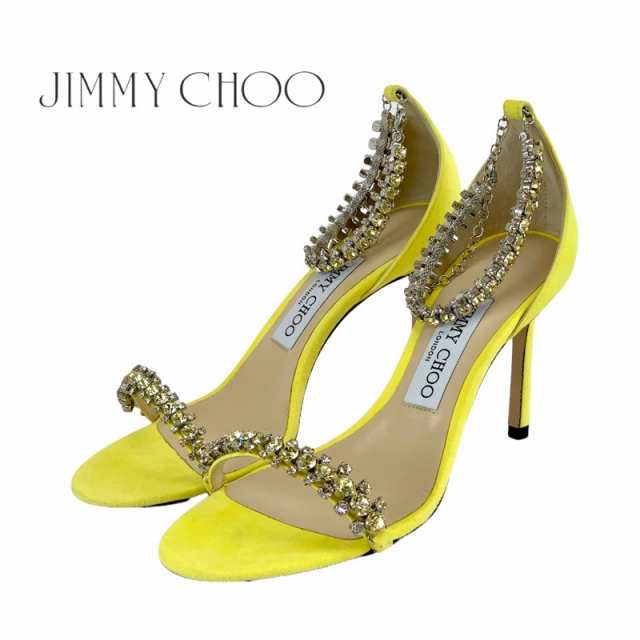 ジミーチュウ JIMMY CHOO サンダル 靴 シューズ スエード イエロー 未使用 ビジュー アンクルストラップ