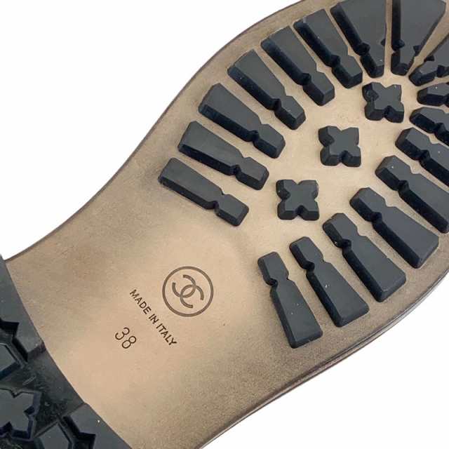 シャネル CHANEL ブーツ ショートブーツ 靴 シューズ レザー ツイード ブラウン ホワイト ココマーク ベルトの通販は