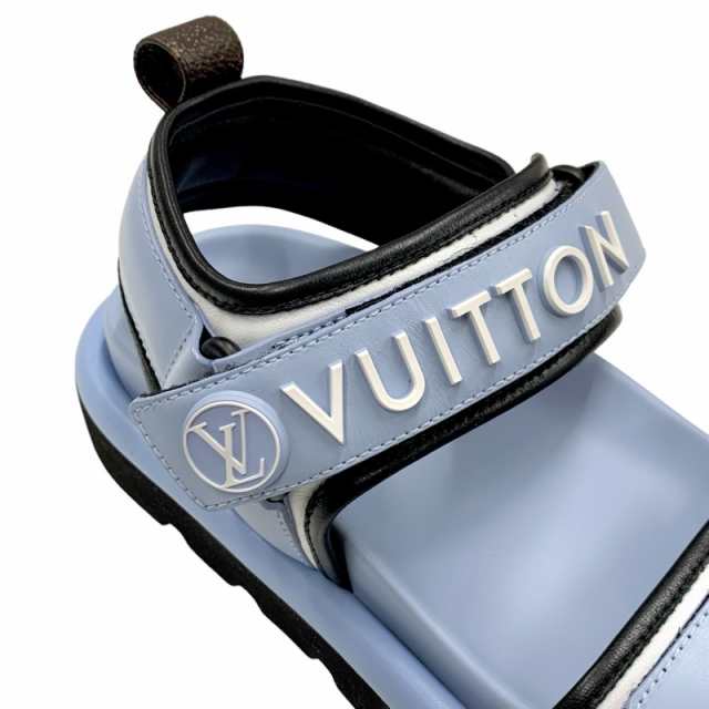 ルイヴィトン LOUIS VUITTON プールピローライン サンダル 靴 シューズ レザー ブルー ブラック ホワイト 未使用 ロゴ