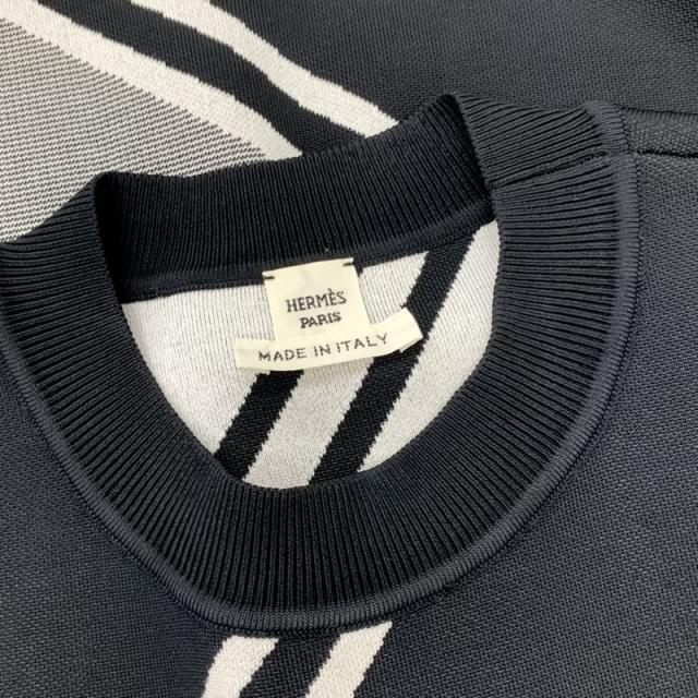 エルメス クロスライン ノースリーブ ワンピース ブラック ホワイト エルメス HERMES ワンピース ブラック ホワイト クロスライン