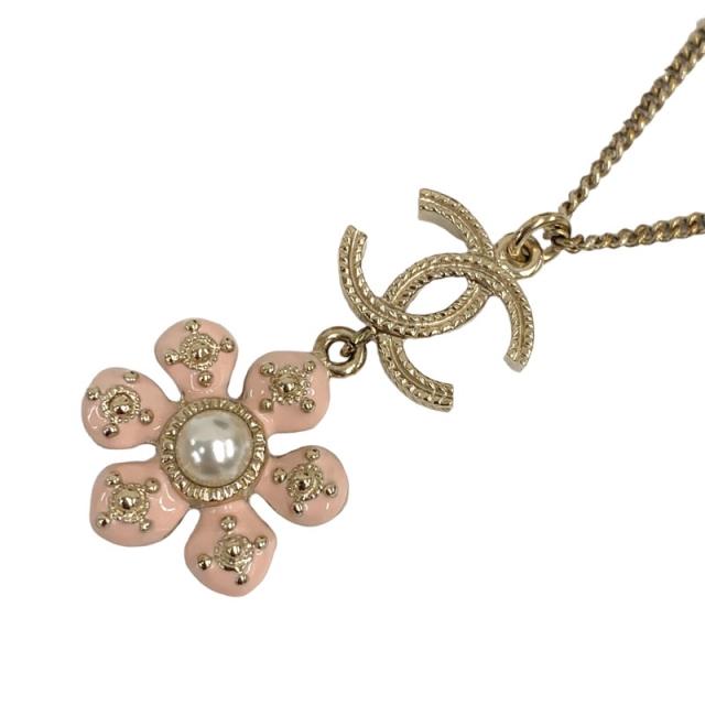 シャネル CHANEL ネックレス ペンダント チョーカー ゴールド ピンク 