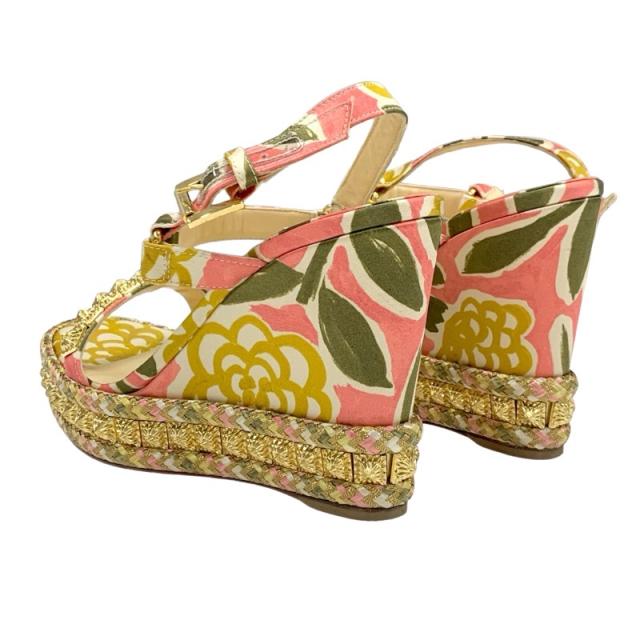 a*u様 Christian Louboutin ピラリヤド ウェッジサンダル NIB Christian Louboutin PYRACLOU Glitter Espadrille Wedge